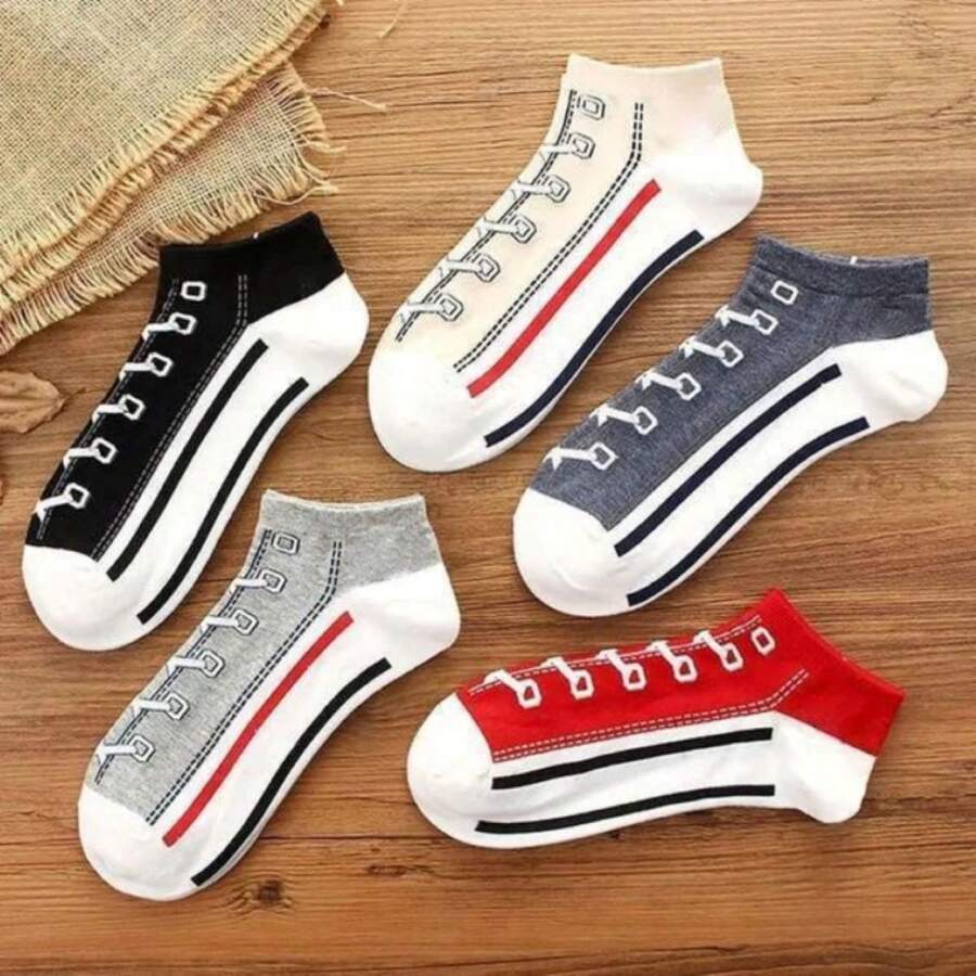 Kit 1 Pair Men's And Women's Ankle Socks Summer Socks Casual Sport Summer Socks Preppy Style Foot Socks - 彩色 - 查看 1