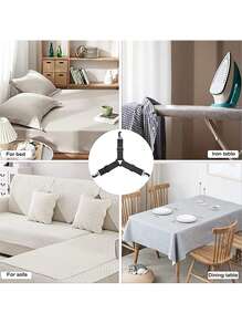 4 件可调节弹性床单绑带紧固件套装 - 针织床单固定器，用于固定床上用品 - 仅可手洗，防滑夹子适用于床垫、沙发和桌布 - 通用床单夹 - 彩色 - 查看 13