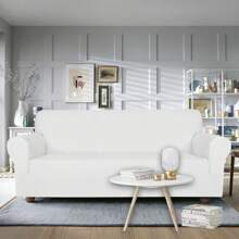 CYCMACO Gruby aksamitny pokrowiec na sofę 1/2/3/4-osobowy, elastyczny pokrowiec na sofę z podłokietnikami, odporny na zarysowania przez kota pokrowiec na sofę, antypoślizgowy, odporny na plamy pokrowiec na sofę, uniwersalny pokrowiec na sofę - Biały - Zobacz 2