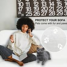 CYCMACO Gruby aksamitny pokrowiec na sofę 1/2/3/4-osobowy, elastyczny pokrowiec na sofę z podłokietnikami, odporny na zarysowania przez kota pokrowiec na sofę, antypoślizgowy, odporny na plamy pokrowiec na sofę, uniwersalny pokrowiec na sofę - Biały - Zobacz 4