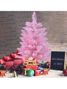 1pc Pink Artificial Christmas Tree, Tabletop Decoration, Home/Office/Party Decor (Decoration Not Included) - Multicolor - View 3