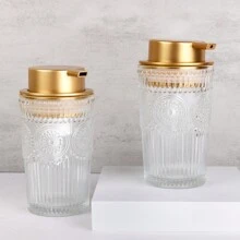 1个9.4盎司/13.4盎司玻璃皂液器，台面乳液瓶，浴室洗手液瓶，可重复灌装的空瓶，适用于厨房水槽和浴室台面，浴室配件，厨房用品，厨房配件，厨房工具 - 彩色 - 查看 7