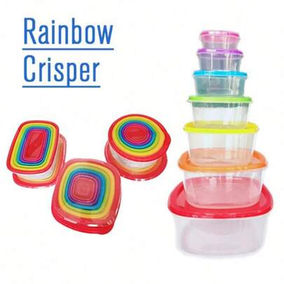 1 Set Multicolor Storage Boxes (7 Pcs Of Different Sizes), Stylish Kitchen Organizers, Can Be Used To Store Frozen Fruits, Meats, Vegetables