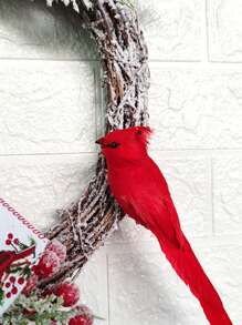 1 Stück Weihnachtskranz, Roter Kardinal Vogel Landhausstil Kranz Heim Wanddekoration, Künstlicher dekorativer Kranz für Haustür, beste Geschenke Heim Dekoration Weihnachtsdekorationen Raumdekoration Winter