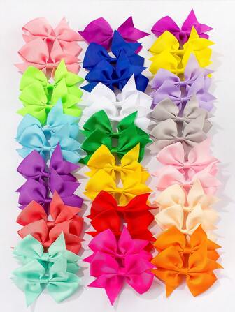 40 pièces/set Pinces à cheveux nœuds en organza colorés pour filles, accessoires de cheveux doux, rubans mode, épingles à cheveux, décoration de cheveux pour enfants