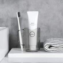 1pc 带牙刷槽的漱口杯，简约半透明牙刷杯，带手柄的漱口杯，简约浴室玻璃杯，浴室配件 - 彩色 - 查看 2