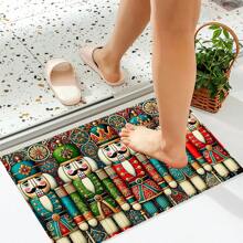 1 pieza Alfombrilla de drenaje con temática navideña, accesorio de cocina para secar, alfombra de área interior, apta para baño, cocina, dormitorio, oficina, exterior - lavable, diseño impreso - Multicolor - Ver 3