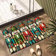 1 pieza Alfombrilla de drenaje con temática navideña, accesorio de cocina para secar, alfombra de área interior, apta para baño, cocina, dormitorio, oficina, exterior - lavable, diseño impreso - Multicolor - Ver 6