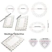 100pcs, White Paper Doilies, Disposable Paper Lace Doilies For Food Decorative Doilies Placemats For Table Wedding Birthday Cakes Desserts Food Decoration - Assorted Sizes (Round Rectangle Oval Heart) - White - View 3