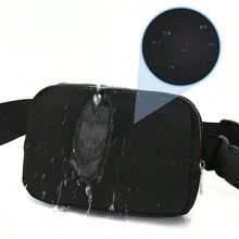 1 件运动腰包，带可调节肩带，轻便防水尼龙腰包，适合户外探险、户外跑步、骑行、旅行，时尚百搭 - 黑色 - 查看 5