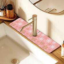 1pc Christmas Print Absorbent Sink Mat, Vintage Coffee Absorbent Quick Dry Pad, Waterproof Anti-Slip Bathroom Kitchen Faucet Drying Mat, Office Commercial Farm Home Faucet Decoration Mat, Home Decor, Room Decor, Kitchen Decor, Christmas Party Decor