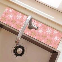 1pc Christmas Print Absorbent Sink Mat, Vintage Coffee Absorbent Quick Dry Pad, Waterproof Anti-Slip Bathroom Kitchen Faucet Drying Mat, Office Commercial Farm Home Faucet Decoration Mat, Home Decor, Room Decor, Kitchen Decor, Christmas Party Decor