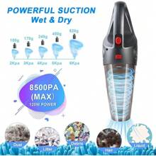 120W Portable Cordless Handheld Car Vacuum Cleaner Wet&Dry Duster Strong Suction - 無線黑色 - 查看 3