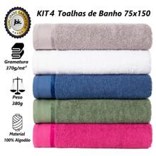 KIT WITH 4 Bath Towels Giant Luxury Eleganz 100% Cotton - 75cm X 1.50cm