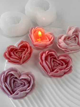 Multifunctional DIY Heart-Shaped Rose Silicone Mold For Aromatherapy, Hand Soap, Candle Making - Craft Supplies