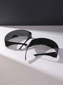 Bộ 2 chiếc/Bộ Kính mát PC thời trang cho nam, thích hợp cho tiệc tùng, triển lãm và hoạt động ngoài trời - đen + trắng - Xem 2