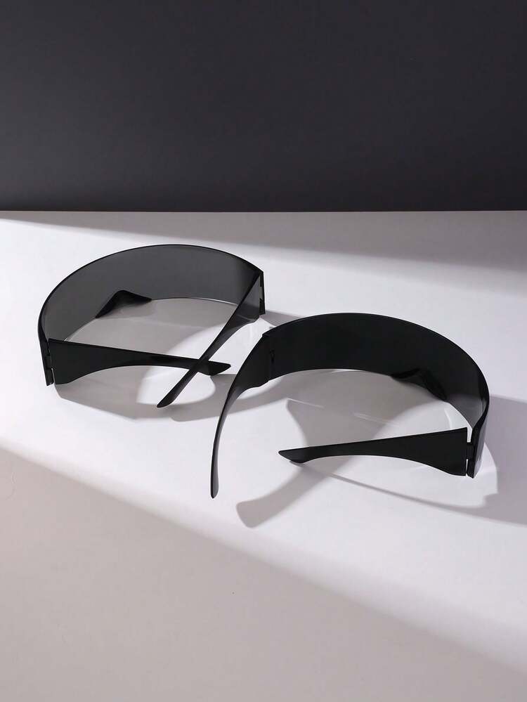 Bộ 2 chiếc/Bộ Kính mát PC thời trang cho nam, thích hợp cho tiệc tùng, triển lãm và hoạt động ngoài trời - đen + trắng - Xem 2