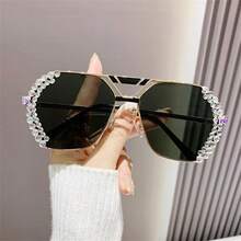 1 chiếc kính thời trang gọng lớn lấp lánh Bling Pilot dành cho nữ, phụ kiện thời trang chụp ảnh, trang phục đi nghỉ, sử dụng hàng ngày - khung màu phù hợp - Xem 5