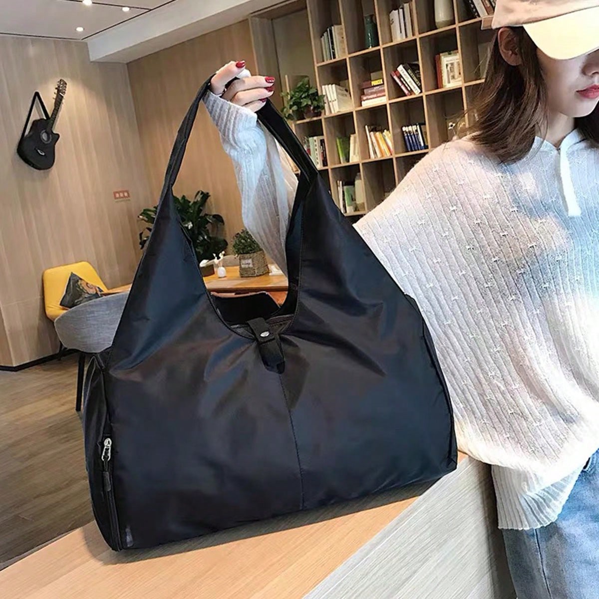 Bolso de hombro ligero, resistente al agua, de nailon, para deportes al aire libre y acondicionamiento físico, bolso de mano de gran capacidad de tel