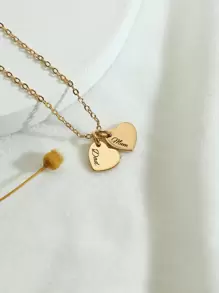 Customized Necklace Personalized Heart Pendant Engraved Name Necklace, Romantic Women's Necklace, Stainless Steel Jewelry Hearts Charms Necklace Personalized Gift, Women's Jewelry, Gift Valentine's Day Gifts Anniversary Gifts Valentines Gold, Rose Gold Stylish, Fall Fashion, Vintage, Unisex, Simple, Casual, Hipster, Goth, Punk Custom, Personalized, For Anniversaries, For Valentine's Day,Jewelry & Watches,Chic Autumn,Custom Name Stainless Steel Necklace, Personalized Nameplate