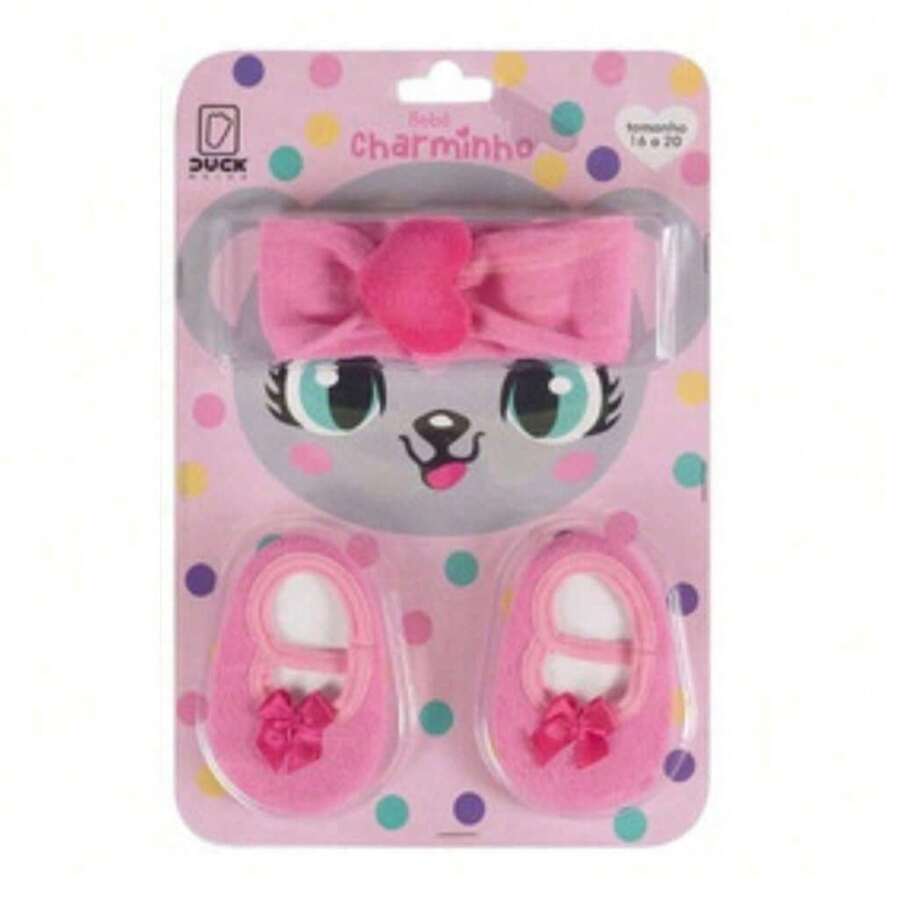 Charming Baby Kit Hair Bow + Sock Slipper - Màu Hồng Tươi - Xem 1