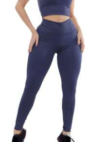 Kit 2 Calças 3D Suplex Legging Preto + Vinho ou Azul Cintura Alta - Multicolorido - Visão 4