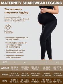 Maternity High Waisted Belly Support Leggings With Expandable Belly Panel - Black - View 6