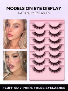 GROINNEYA 7 Pairs False Eyelashes Cat Eye Lashes Faux Mink Lashes Natural Look Fluffy Volumized Eyelashes Extension Natural Full False Eyelashes Travel Essentials Makeup Tools(MC04) - màu đen - Xem 5