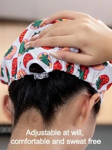 1 件装烹饪帽制服骷髅可调节透气餐厅厨房厨师帽磨砂图案护士帽外科医院医疗制服印花可洗专业工作帽用于头发固定万圣节 - 1pcs - 查看 4