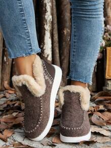 Women's Comfortable Fluffy Slip-On Flat Ankle Boots For Winter