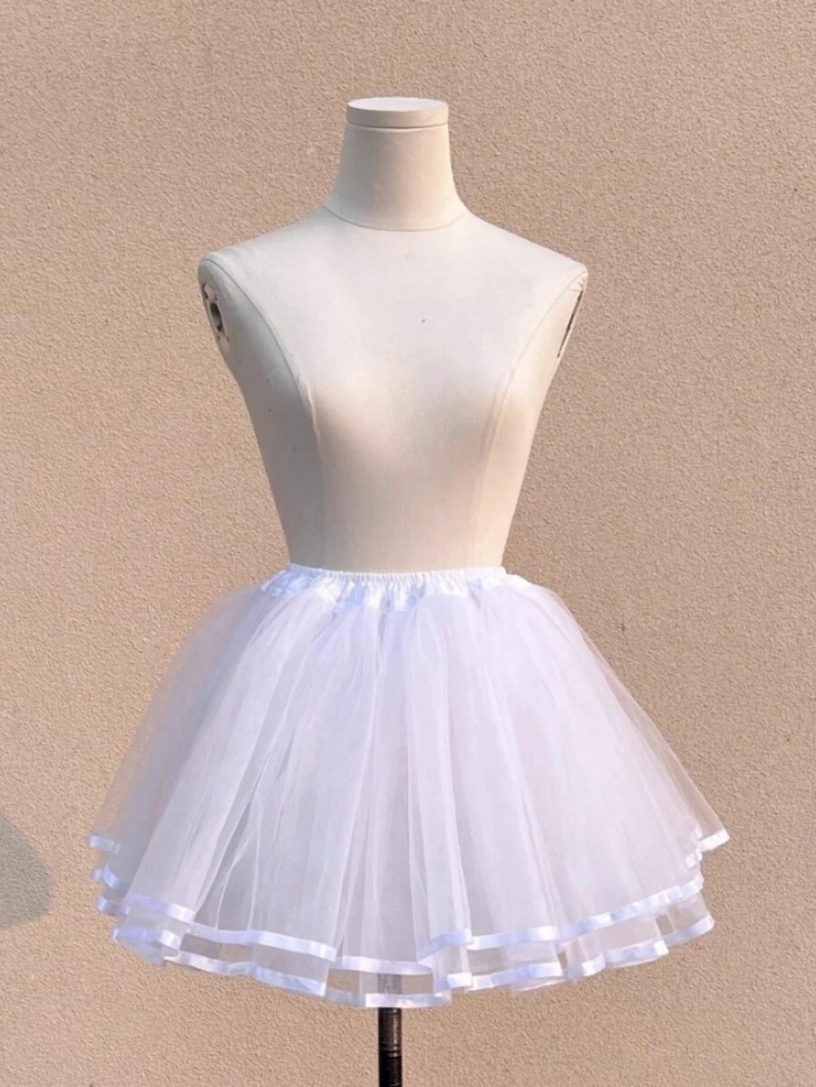 Cute Boneless Petticoat, Versatile White Tulle Fluffy Petticoat Slip