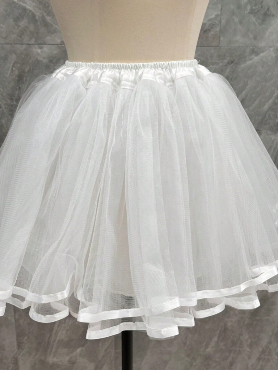 Cute Boneless Petticoat, Versatile White Tulle Fluffy Petticoat Slip