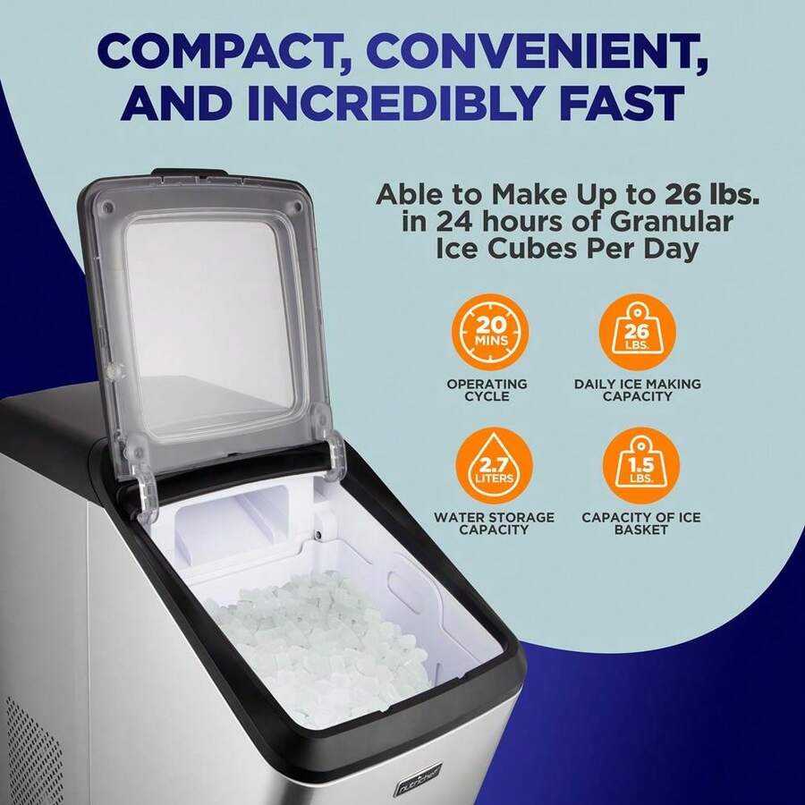 NUTRICHEF Countertop Ice Maker Machine Electric Ice Maker Countertop