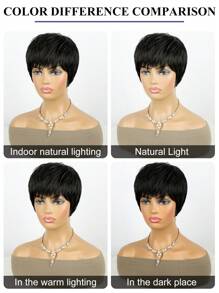 Short Black Pixie Cut Wig Short Wigs For Women Short Pixie Layered Full Machine Made Wigs Glueless Wig Black Color Wigs With Bangs Beginner-Friendly Synthetic Wig