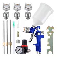 Pistola Pintura Pulverizadora Aire Comprimido Hvlp Pared Kit Vmingo - Azul - Ver 1
