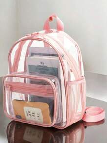 Mochila Transparente Muchos Compartimentos Compacta Correas Ajustables - Multicolor - Ver 1