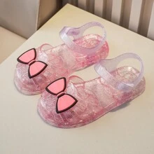 Lindas sandalias de gelatina para niños, zapatos huecos impermeables de playa, elegantes zapatos de princesa para niñas, verano - Rosa Fucsia - Ver 10