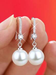 2 件仿珍珠吊坠耳环，精致的日常珠宝，送给朋友的优雅节日礼物