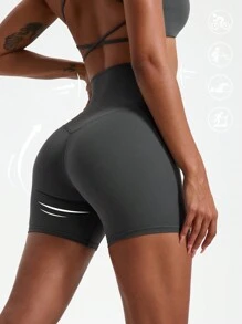 1 chiếc quần short yoga/quần short đạp xe màu nude co giãn cao, thích hợp cho chạy bộ, tập thể dục, đạp xe và các môn thể thao khác, quần short bó sát thoáng khí thấm hút mồ hôi dành cho nữ mùa hè - Xám - Xem 3