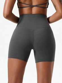 1 chiếc quần short yoga/quần short đạp xe màu nude co giãn cao, thích hợp cho chạy bộ, tập thể dục, đạp xe và các môn thể thao khác, quần short bó sát thoáng khí thấm hút mồ hôi dành cho nữ mùa hè - Xám - Xem 6