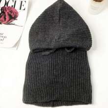 1pc Ladies Wool Balaclava Hat, Drawstring Detachable Neck Gaiter Ski Mask Warmer Knit Neck Cover For Winter - A - View 13