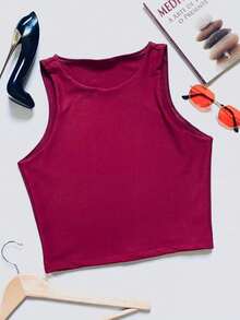 Cropped Suplex Basic Tank Top Women's Racerback Casual Top - 紅色 - 查看 1