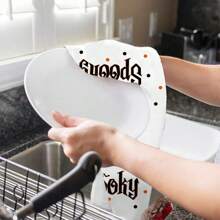 Set de 4 toallas de cocina de Halloween, decoración de cocina de Halloween feliz, toallas de cocina y paños de cocina a rayas con diseño de "TRUCO O TRATO", "ESPELUZNANTE" y "¡BUU!", 40cm x 60cm