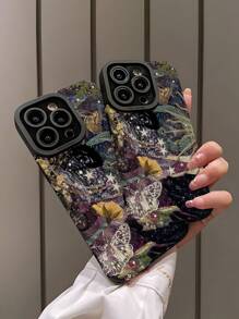 1个深紫色竖条纹仿皮防震防指纹软手机壳，兼容苹果及其他型号 - 彩色 - 查看 4