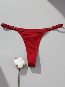 VKME 4pcs Low-Rise Solid Color Metal Thong Panties - Multicolor - View 6