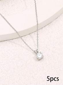 1個宴會/婚禮參加項鍊,婚禮鏈式高貴奢華宮廷風格,送女友禮物鑲嵌掛墜項鍊 - 銀色 - 查看 9