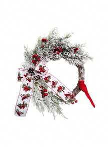 1 Stück Weihnachtskranz, Roter Kardinal Vogel Landhausstil Kranz Heim Wanddekoration, Künstlicher dekorativer Kranz für Haustür, beste Geschenke Heim Dekoration Weihnachtsdekorationen Raumdekoration Winter