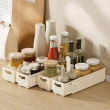 Contemporary Plastic Expandable Kitchen Cabinet Organizer Bins - Pull-Out Storage Boxes With Handles For Snacks, Spice Jars, And Home Organization Can Store Underwear, Cd, Remote Control, Socks, Magazines, Stationery, Mobile Phone, Paper Towels, Extensive, Cosmetics, Bra, Medicine, Toys, Sundries Specifications Large Size Room Decor Home Decor Fall Decor Bedroom Decor  Halloween Decor,Room Decor,Christmas Decorations, Halloween, Halloween Decorations,Christmas, Halloween Decor,Christmas Decor,Fall Decor,Christmas Decor,Storage,Organizer