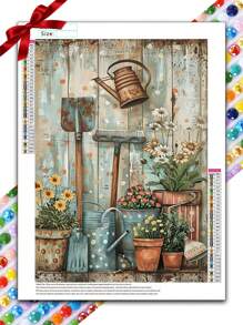 美丽的花园 5D 钻石画套件，全圆形钻石马赛克套件（带工具），钻石刺绣工艺礼物，适合成人初学者，家居墙壁装饰和房间装饰，生日礼物 - 彩色 - 查看 5