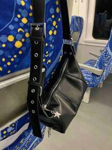 复古欧式单肩包，带拉链，采用嬉皮风格设计皮革制成，外观独特，可用作手提包或腋下包，女士商务休闲包，非常适合办公室、商务和工作，日式包，女士复古包